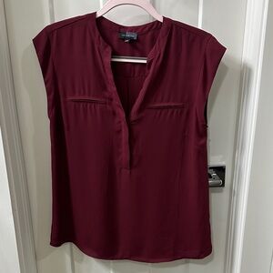 NWOT The Limited Deep Burgundy Cap Sleeve Blouse M